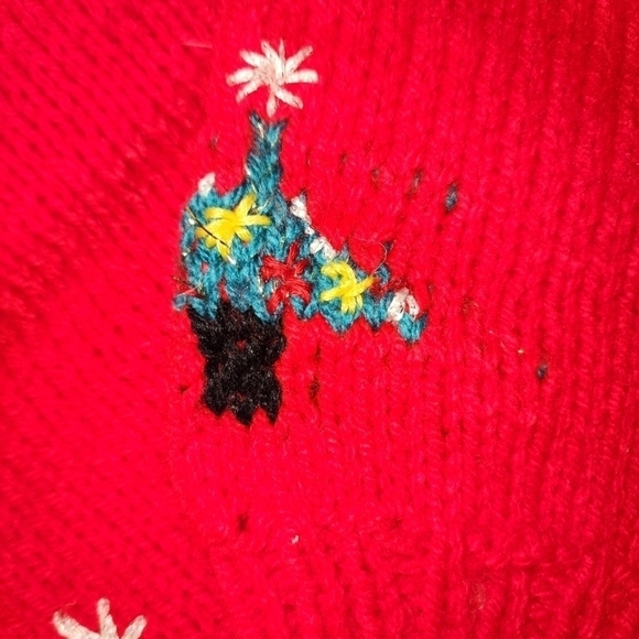 Vintage Knitted Handmade Child’s Christmas Sweater 2t/4t Red - Picture 5 of 6